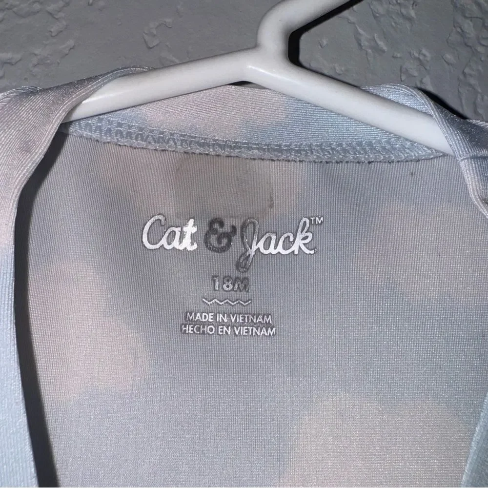 Kid's Cat & Jack Blue Cloud Long Sleeve Rashguard Swim Top